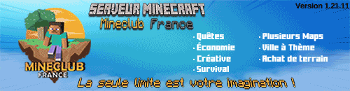 Banniere du serveur minecraft Mineclub France